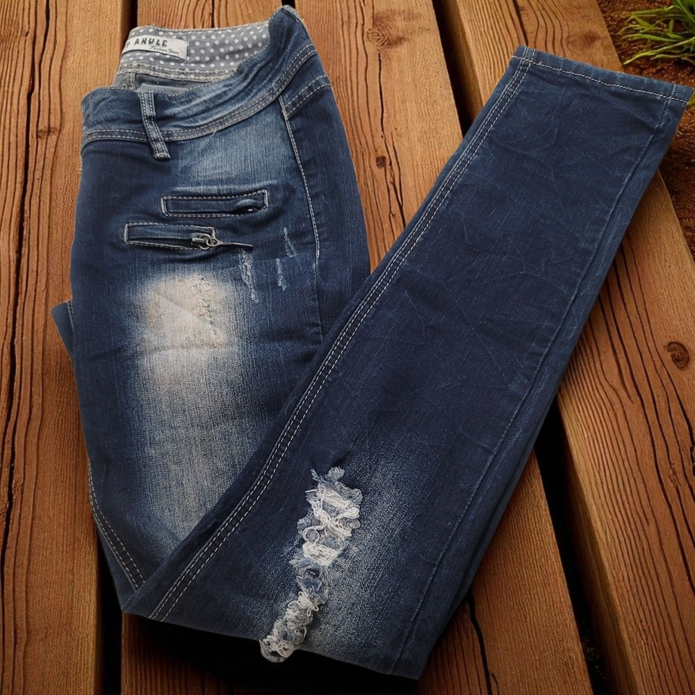 ANULE "UP & UP" - 30W X 32L  Distressed Blue Jeans - Picture 3 of 11